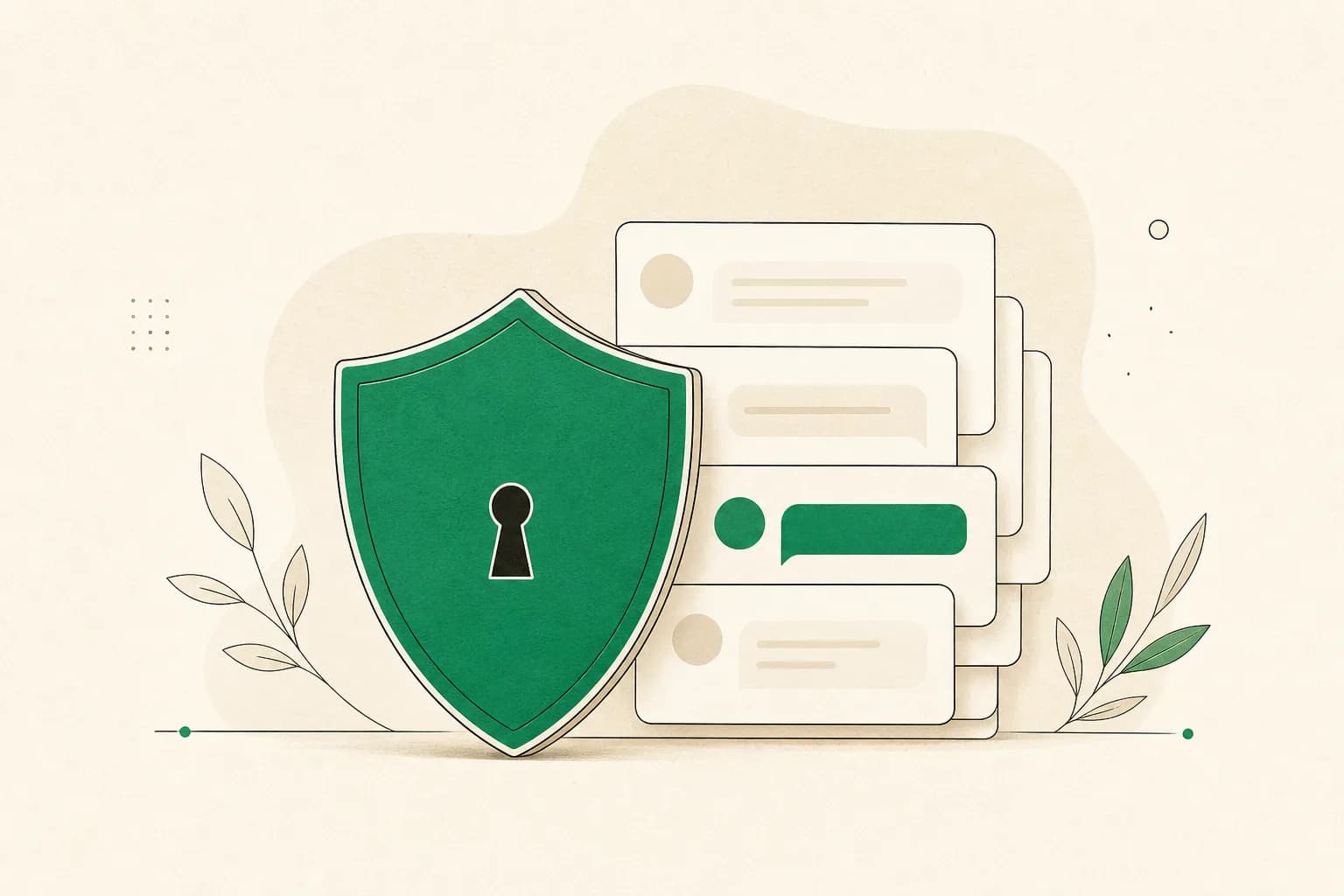 A shield protecting a stack of conversations